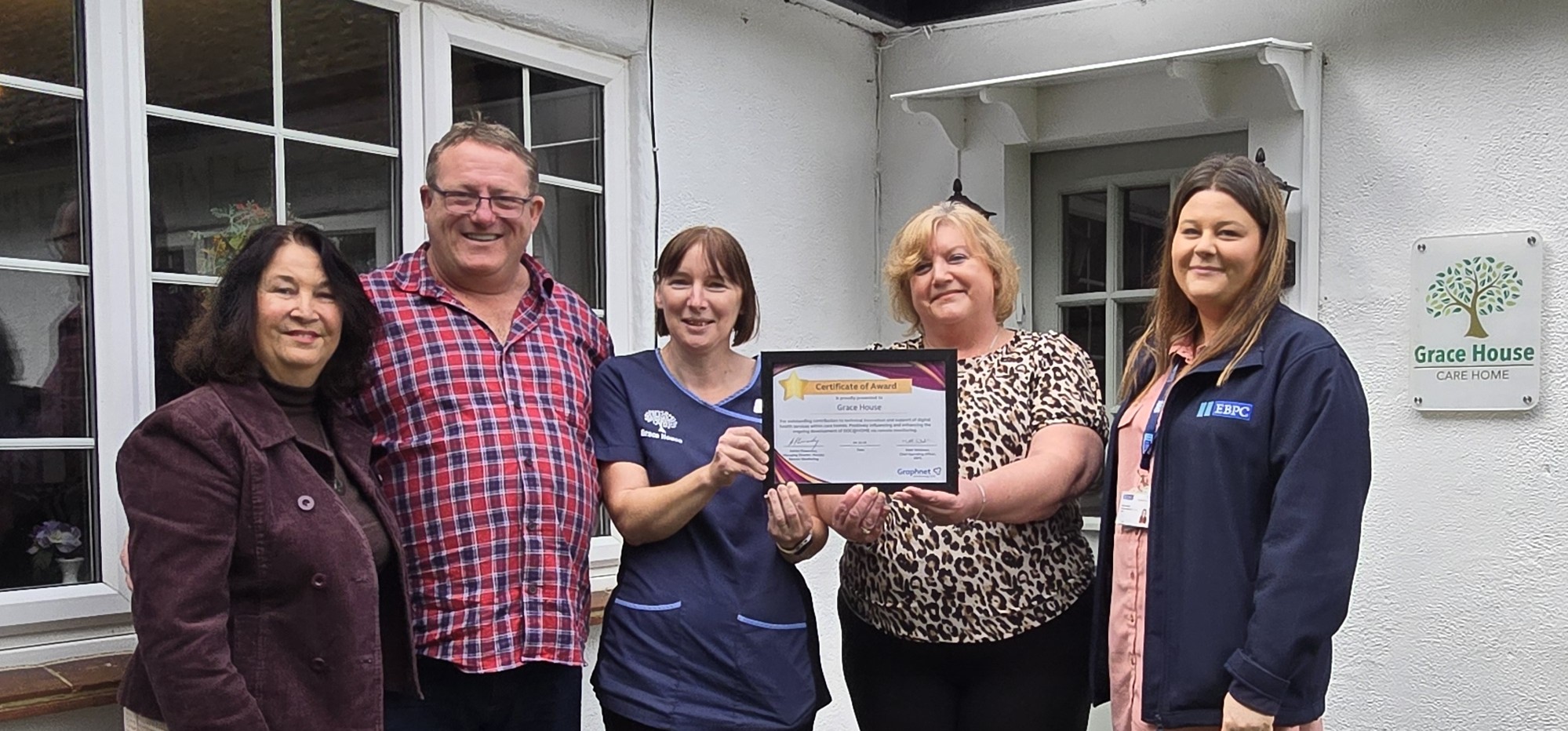 Grace House Care Home team receiving award