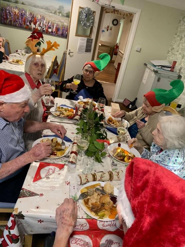 Christmas dinner celebration with residents